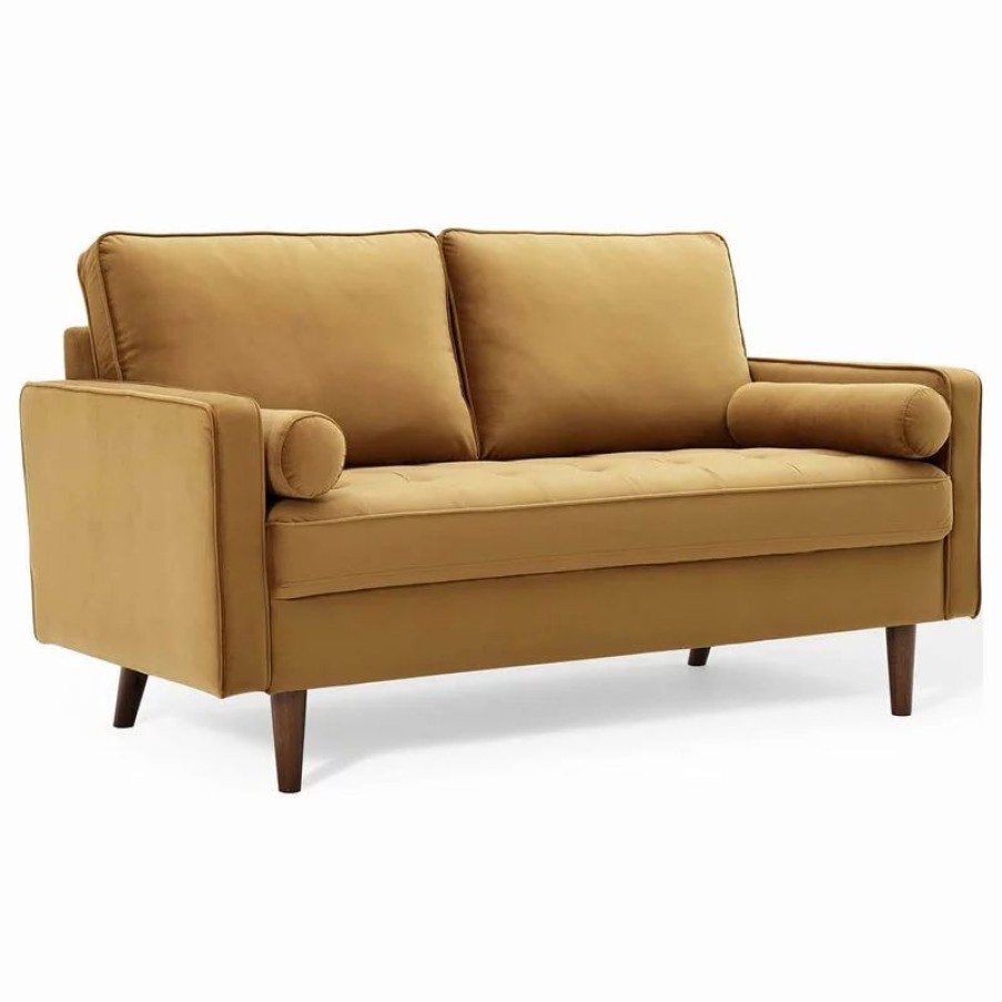 Sofas & Sectionals * | Lexmod Valour Performance Velvet Loveseat, Cognac