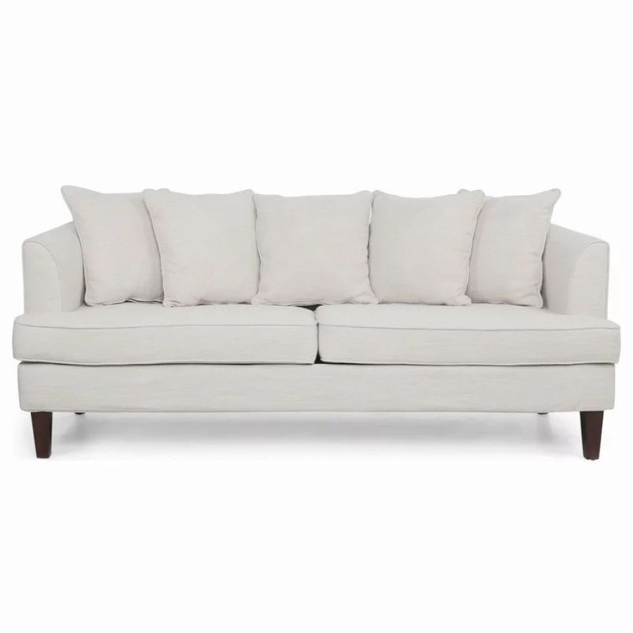 Sofas & Sectionals * | Gdfstudio Lilburn Contemporary Pillow Back 3 Seater Sofa, Beige/Espresso