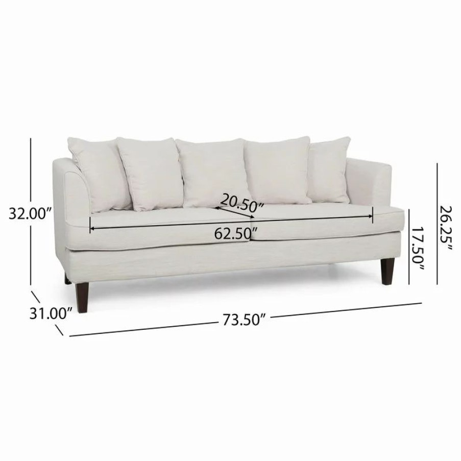 Sofas & Sectionals * | Gdfstudio Lilburn Contemporary Pillow Back 3 Seater Sofa, Beige/Espresso