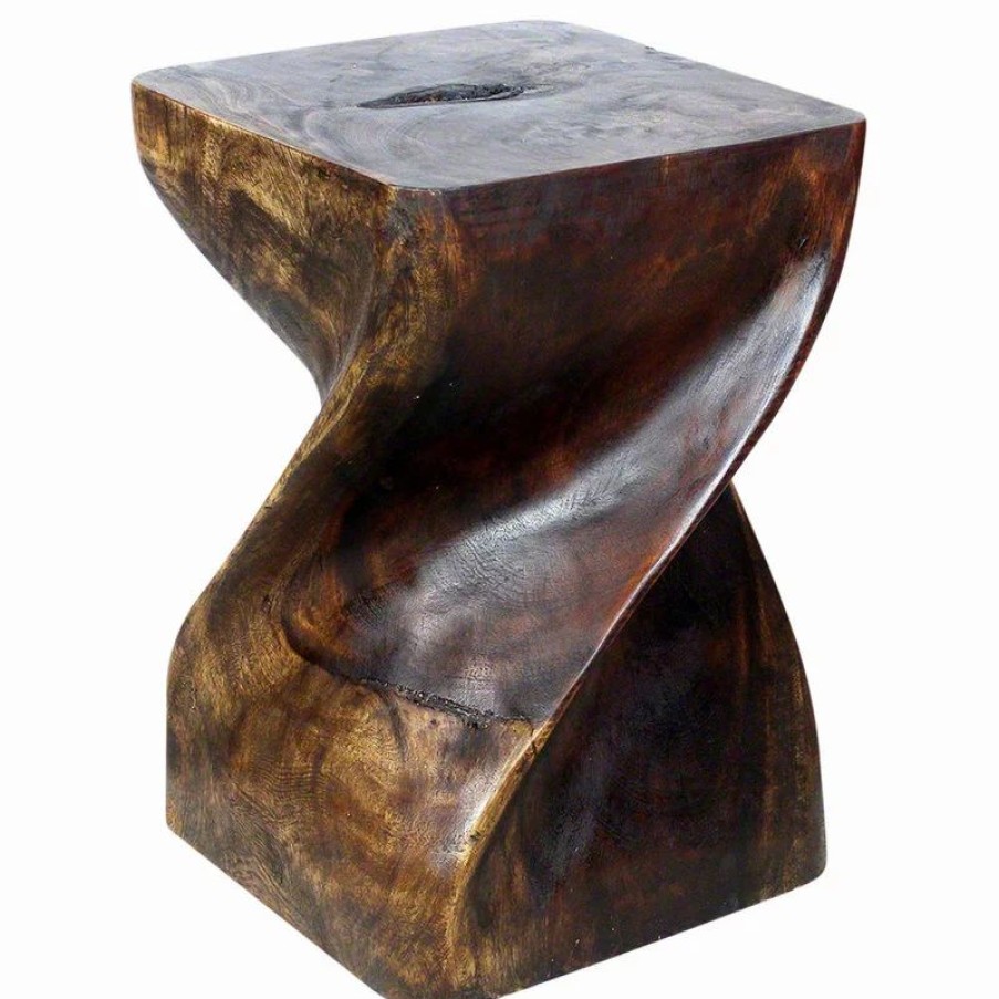 Coffee & Accent Tables * | Kammika Import Export Co., Ltd (Thailand) Haussmann Big Twist Wood Stool Table 14 In Sq X 20 In H Mocha Oil