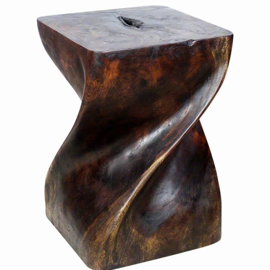 Coffee & Accent Tables * | Kammika Import Export Co., Ltd (Thailand) Haussmann Big Twist Wood Stool Table 14 In Sq X 20 In H Mocha Oil