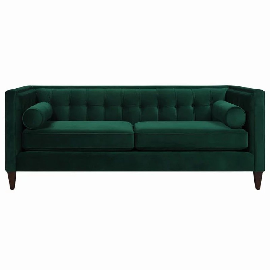 Sofas & Sectionals * | Jennifer Taylor Home Jack 84 Modern Tuxedo Tufted Sofa, Evergreen Velvet