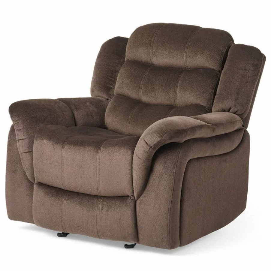 Chairs * | Gdfstudio Gdf Studio Blake Brown Fabric Glider Recliner Club Chair