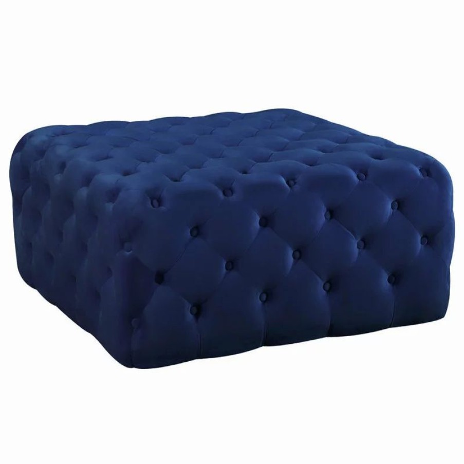Footstools & Ottomans * | Meridian Furniture Ariel Velvet Ottoman/Bench, Navy