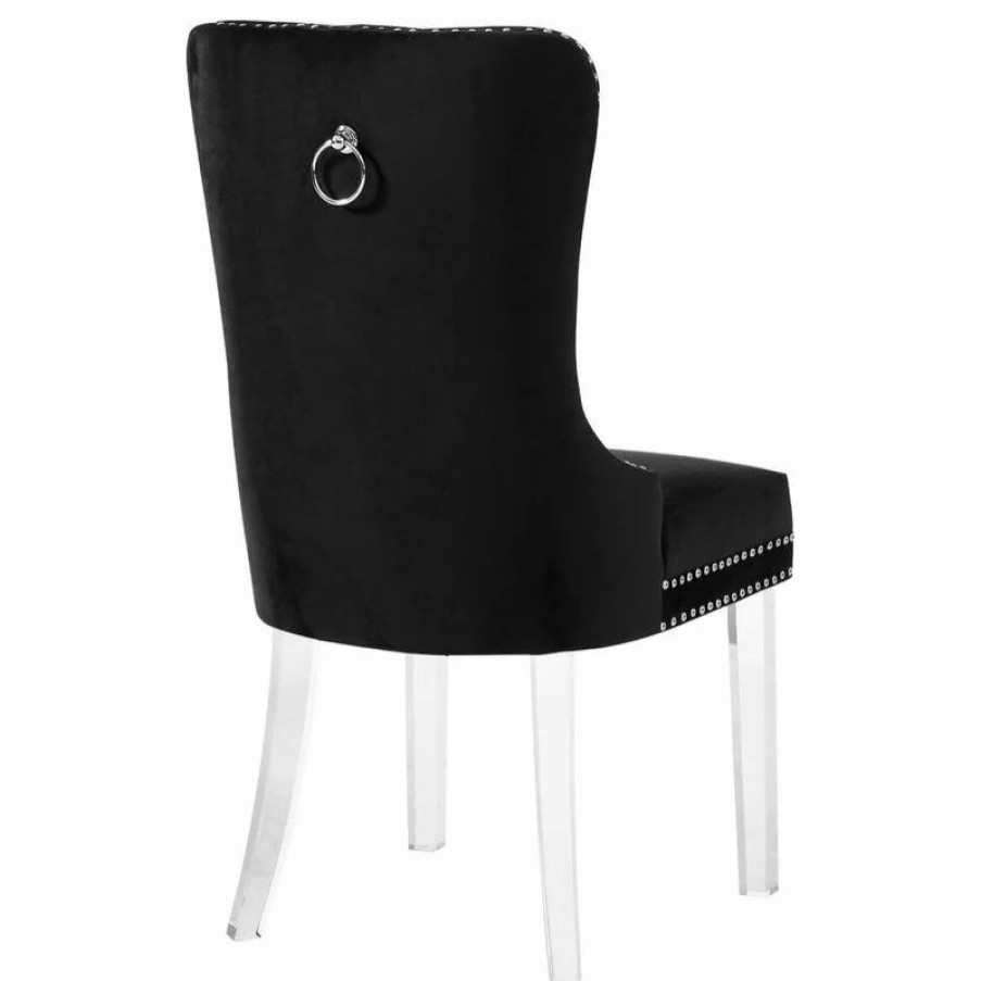 Chairs * | Mod The Dame Dining Chair, Black, Velvet, Set Of 2