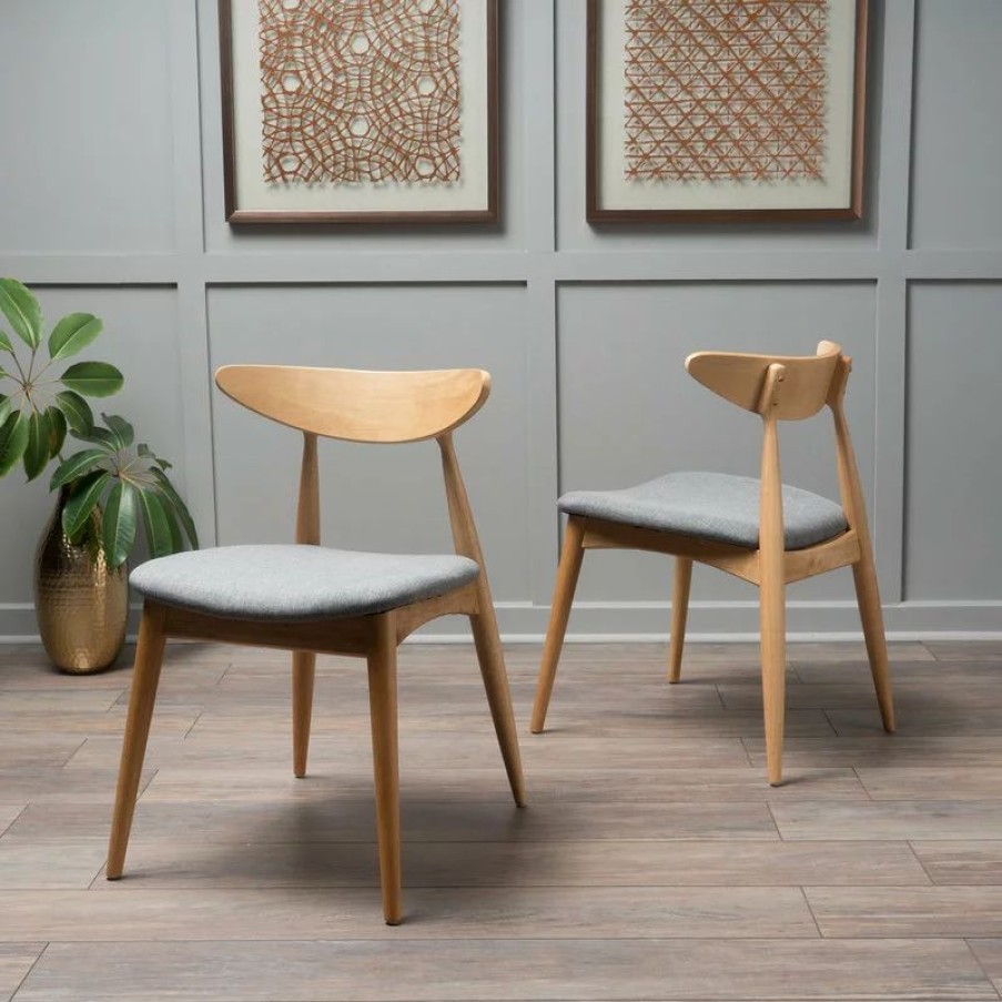 Chairs * | Gdfstudio Gdf Studio Issaic Mid Century Design Wood Dining Chairs, Set Of 2, Gray/Oak