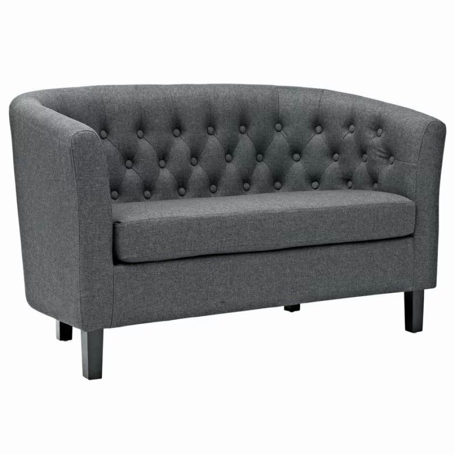 Sofas & Sectionals * | Lexmod Prospect Upholstered Fabric Loveseat, Gray