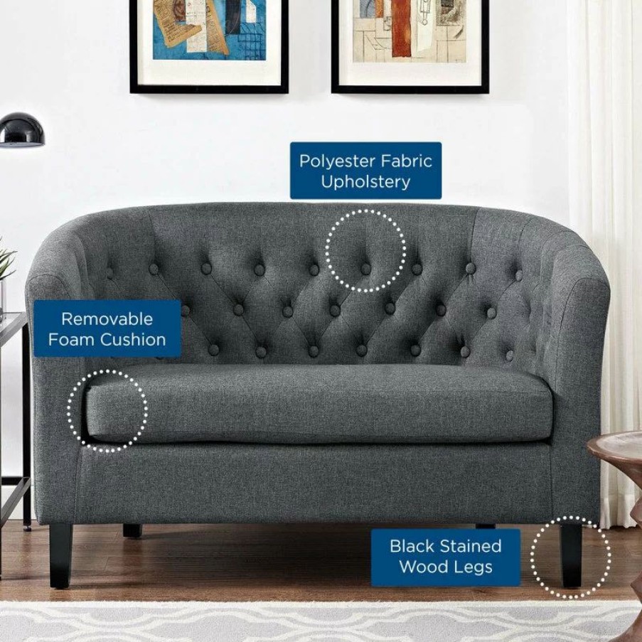 Sofas & Sectionals * | Lexmod Prospect Upholstered Fabric Loveseat, Gray
