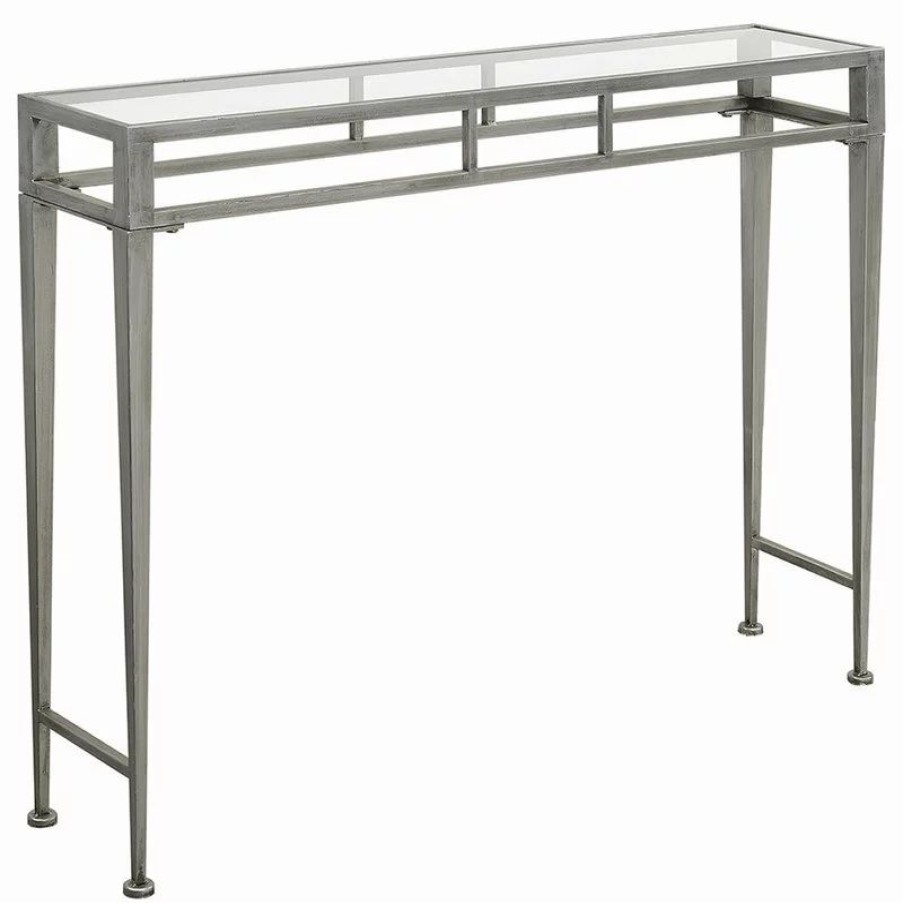 Console Tables * | Convenience Concepts Gold Coast Julia Hall Console Table In Silver Metal Frame