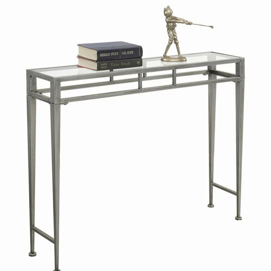 Console Tables * | Convenience Concepts Gold Coast Julia Hall Console Table In Silver Metal Frame