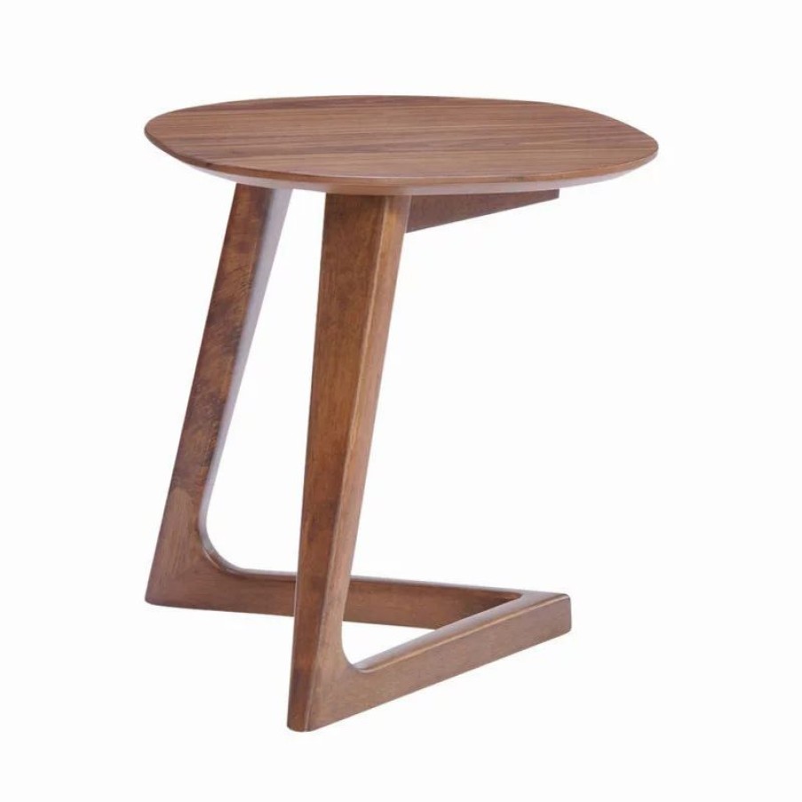 Coffee & Accent Tables * | Limari Home Jett V-Shaped Base Mid-Century Wood Veneer End Table In Walnut