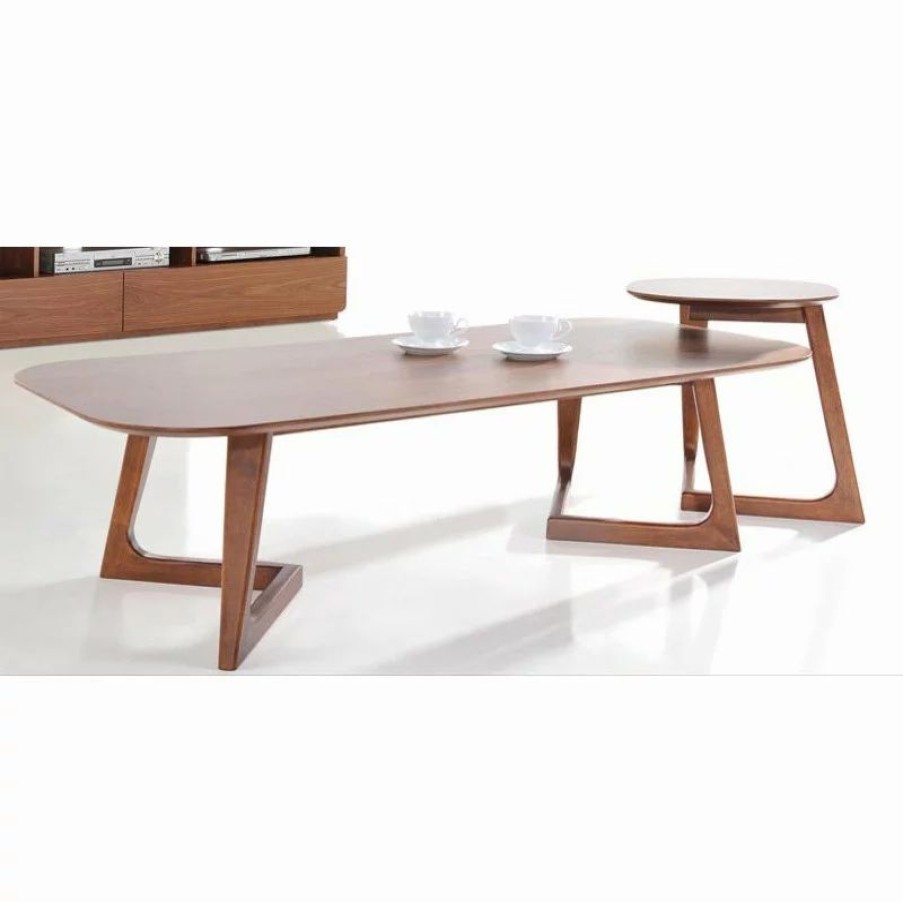 Coffee & Accent Tables * | Limari Home Jett V-Shaped Base Mid-Century Wood Veneer End Table In Walnut