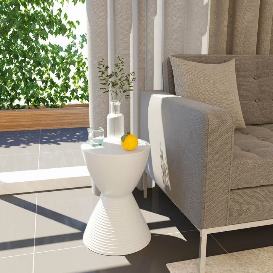 Coffee & Accent Tables * | Leisuremod Modern Round Boyd Side Table, White, Bs12W