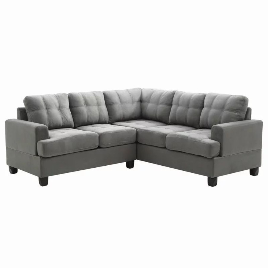 Sofas & Sectionals * | Glory Furniture Partington Suede Sectional, Gray