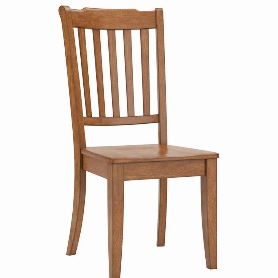 Chairs * | Inspire Q Arbor Hill Slat Back Wood Dining Chair, Set Of 2, Oak