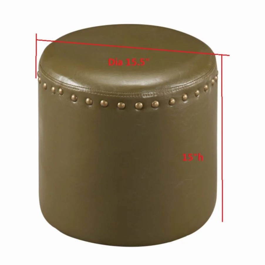 Footstools & Ottomans * | Pilaster Designs Andrea Upholstered Ottoman With Nailhead Trim, Brown