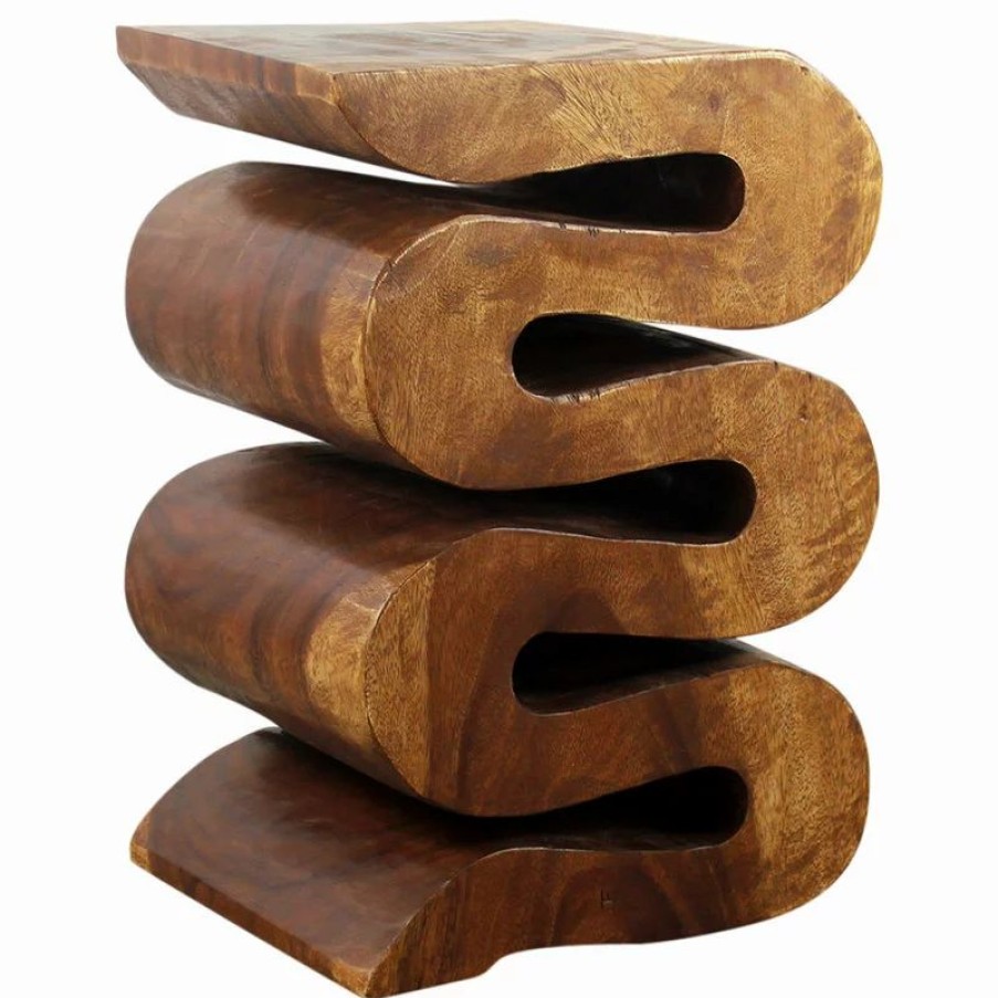 Coffee & Accent Tables * | Kammika Import Export Co., Ltd (Thailand) Haussmann Wood Wave Verve Accent Snake Table 12X14X20 In H Walnut Oil