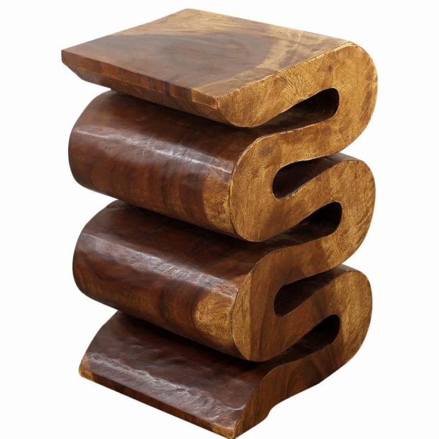 Coffee & Accent Tables * | Kammika Import Export Co., Ltd (Thailand) Haussmann Wood Wave Verve Accent Snake Table 12X14X20 In H Walnut Oil