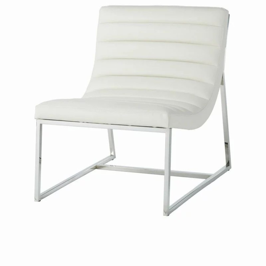 Chairs * | Gdfstudio Gdf Studio Kingsbury White Bonded Leather Lounge Accent Chair