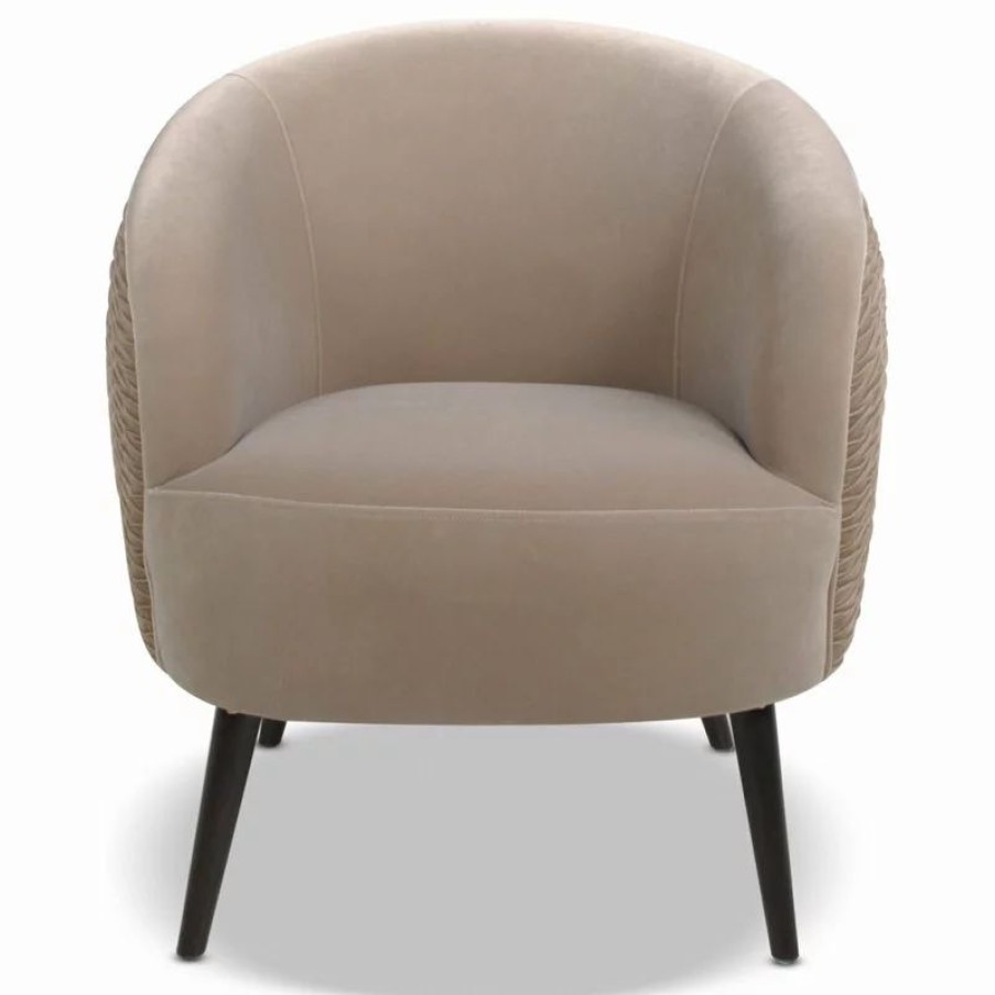 Chairs * | Jennifer Taylor Home London Ruched Barrel Accent Chair, Mink Beige Velvet