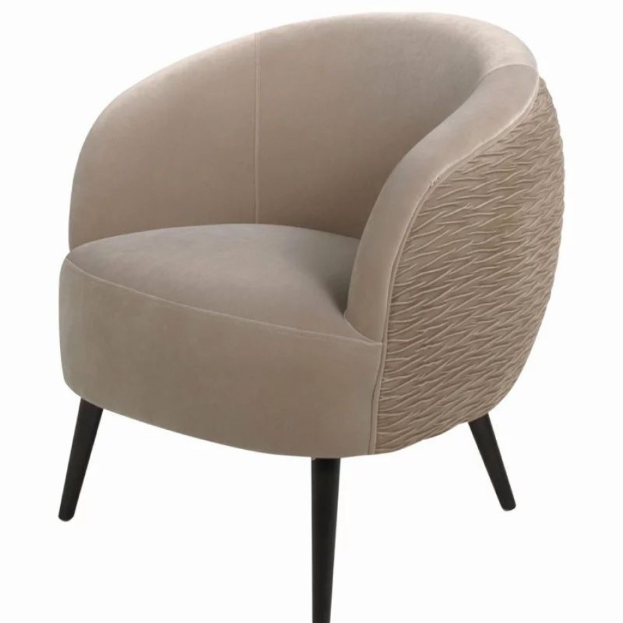 Chairs * | Jennifer Taylor Home London Ruched Barrel Accent Chair, Mink Beige Velvet