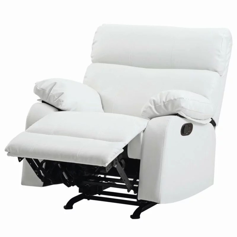 Chairs * | Glory Furniture Clarke Rocker Recliner, White/Faux Leather