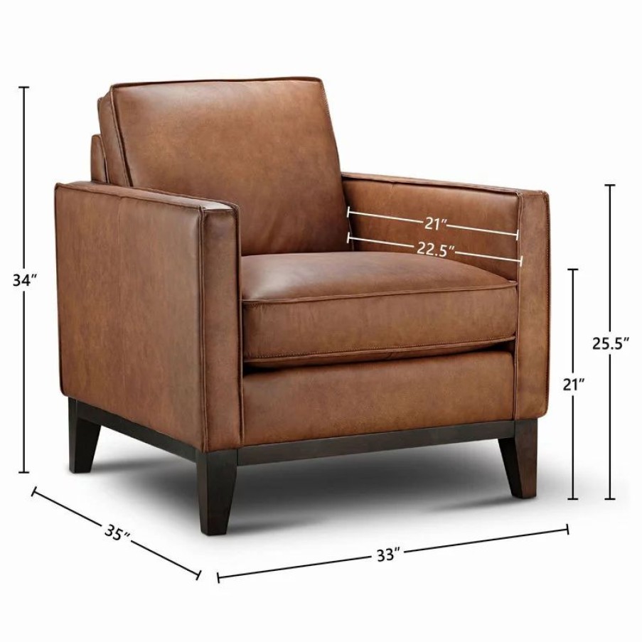 Chairs * | Hello Sofa Home Pimlico 100% Top Grain Leather Armchair