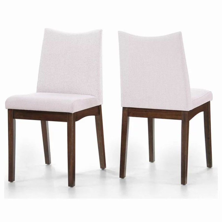 Chairs * | Gdfstudio Gdf Studio Gertrude Fabric & Wood Finish Dining Chairs, Set Of 2, Lightbeige/Wal