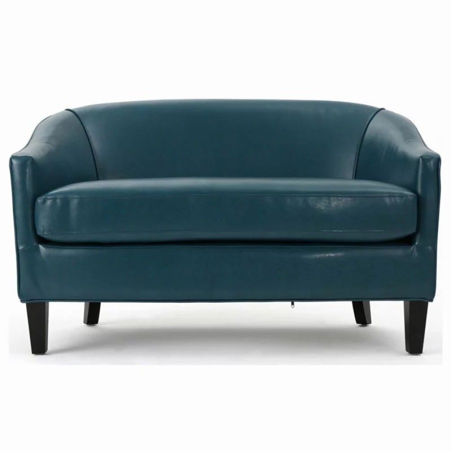 Sofas & Sectionals * | Gdfstudio Gdf Studio Isolde Modern Petite Loveseat, Teal Leather
