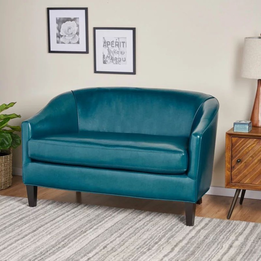 Sofas & Sectionals * | Gdfstudio Gdf Studio Isolde Modern Petite Loveseat, Teal Leather