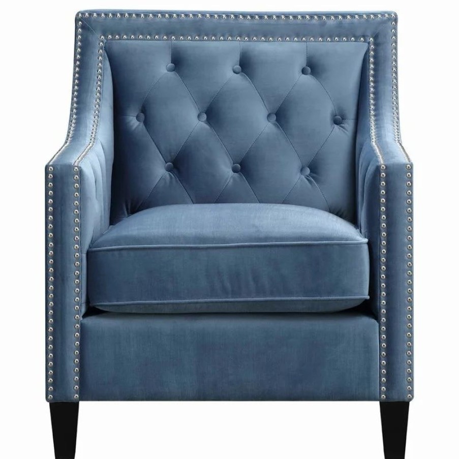 Chairs * | Picket House Teagan Accent Chair, Marine Blue