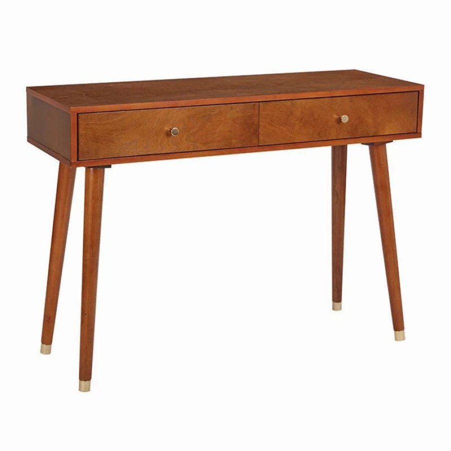 Console Tables * | Office Star Products Cupertino Console Table In Light Walnut Wood