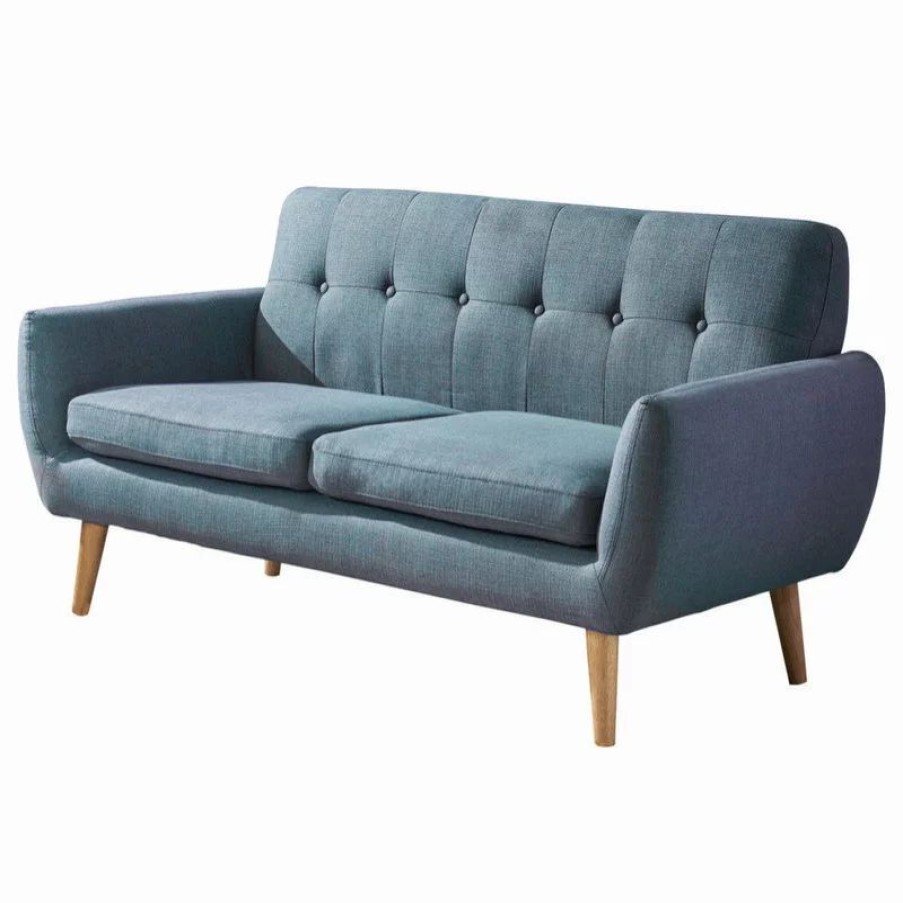 Sofas & Sectionals * | Gdfstudio Gdf Studio Joseline Mid Century Modern Petite Fabric Sofa, Blue