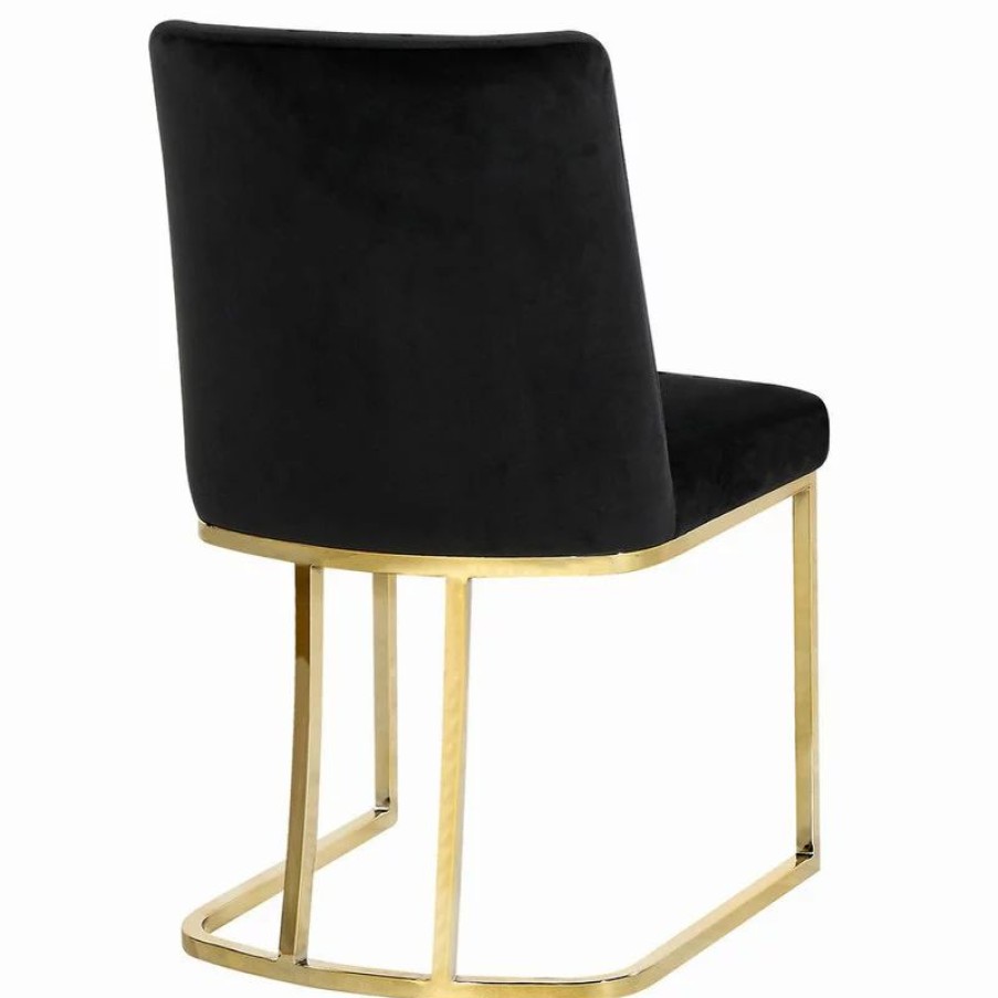 Chairs * | Mod The Josephine Velvet Dining Chair, Black And Gold, Set Of 2