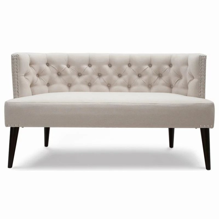 Sofas & Sectionals * | Jennifer Taylor Home Celine Tufted Settee With Nailhead Accents, Sky Neutral Beige