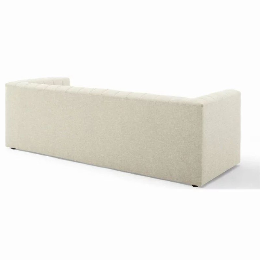 Sofas & Sectionals * | Lexmod Reflection Channel Tufted Upholstered Fabric Sofa, Beige