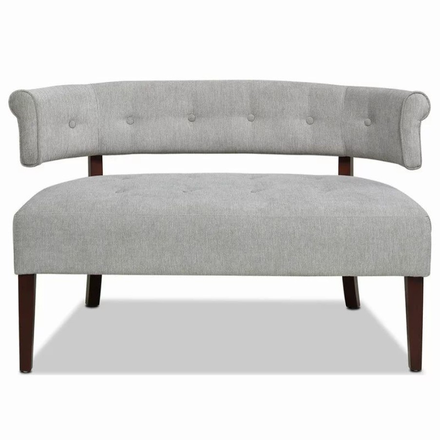 Sofas & Sectionals * | Jennifer Taylor Home Jared Roll Arm Tufted Bench Settee, Silver Gray Polyester Yarn-Dyed