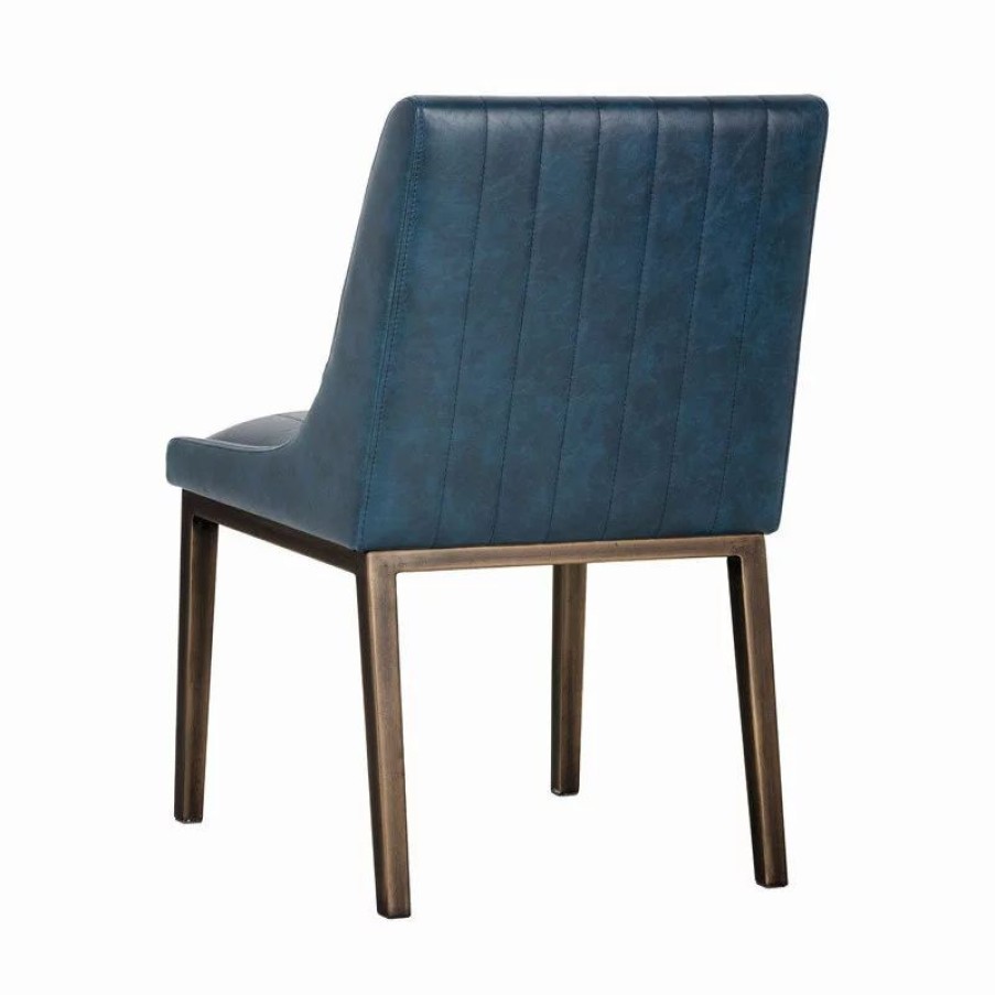 Chairs * | Mod The Stanton Dining Chair, Blue, Faux Leather, Set Of 2