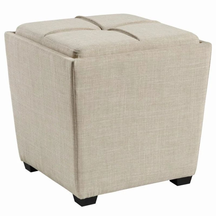 Footstools & Ottomans * | Office Star Products Rockford Storage Ottoman, Cream