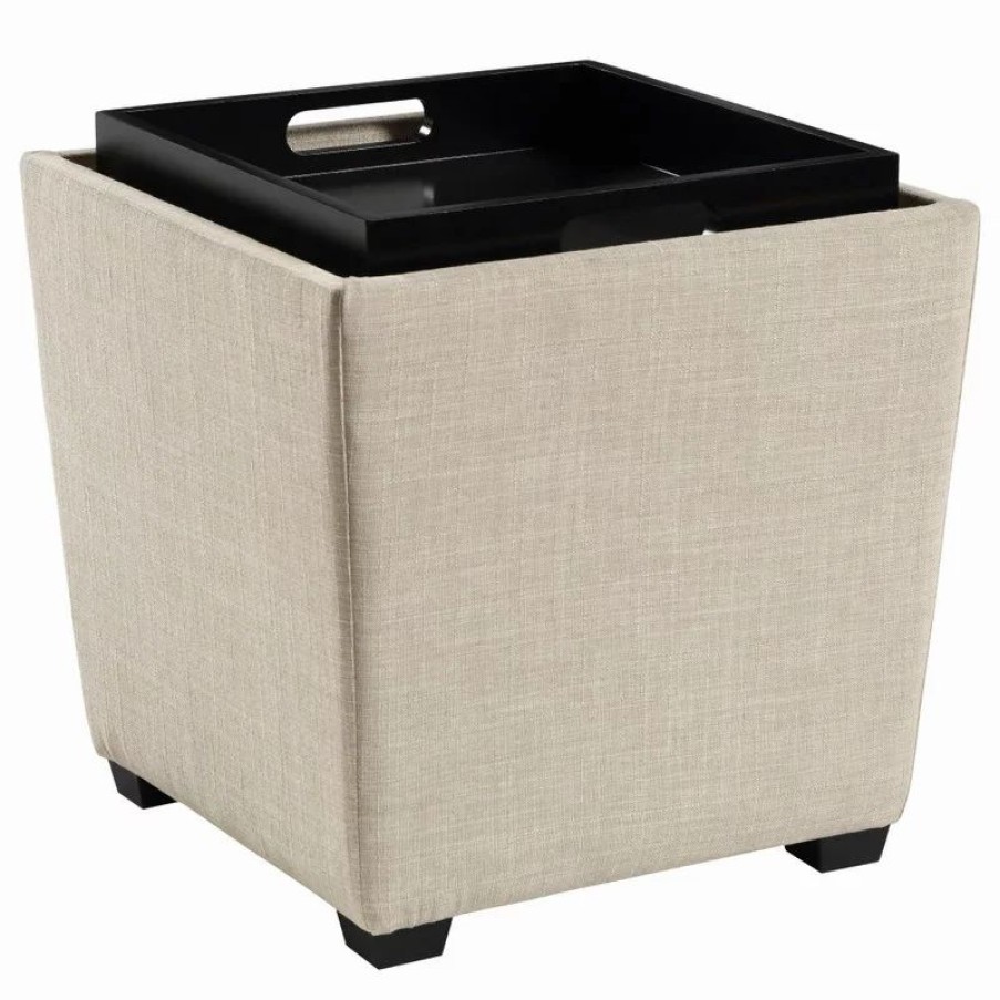 Footstools & Ottomans * | Office Star Products Rockford Storage Ottoman, Cream