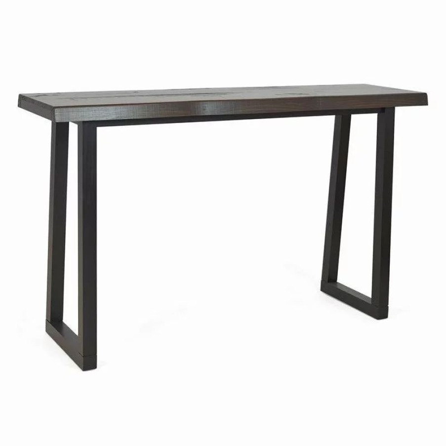Console Tables * | Steve Silver Jennings Cherry And Ebony Solid Wood Live Edge Sofa Bar Table