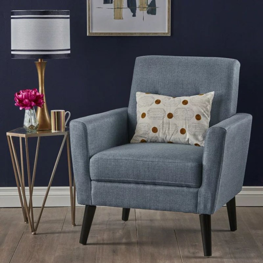 Chairs * | Gdfstudio Gdf Studio Sierra Mid Century Fabric Club Chair, Blue