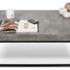 Coffee & Accent Tables * | Temahome Petra 47X30 Coffee Table, Concrete Look Top / Black Legs