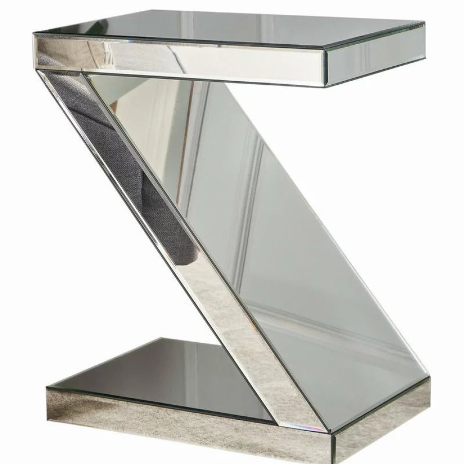 Coffee & Accent Tables * | Gdfstudio Gdf Studio Adu Mirrored Z-Shaped Side Table