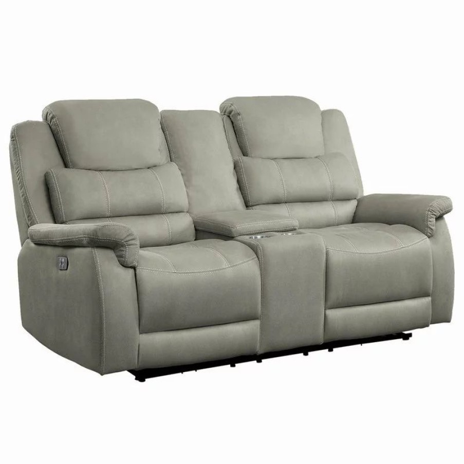 Sofas & Sectionals * | Lexicon Home Prose Power Double Reclining Love Seat, Gray