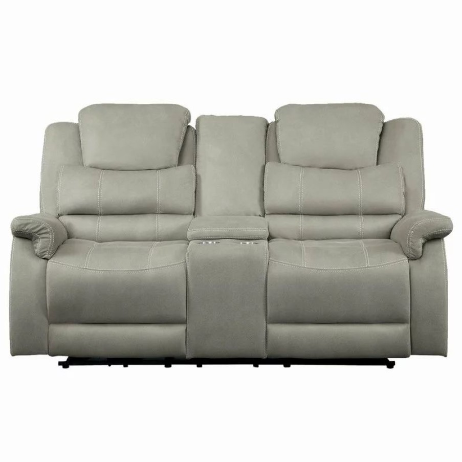 Sofas & Sectionals * | Lexicon Home Prose Power Double Reclining Love Seat, Gray