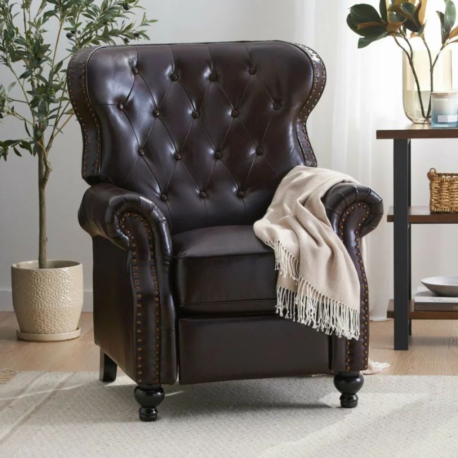Chairs * | Gdfstudio Gdf Studio Walder Contemporary Tufted Recliner With Nailhead Trim