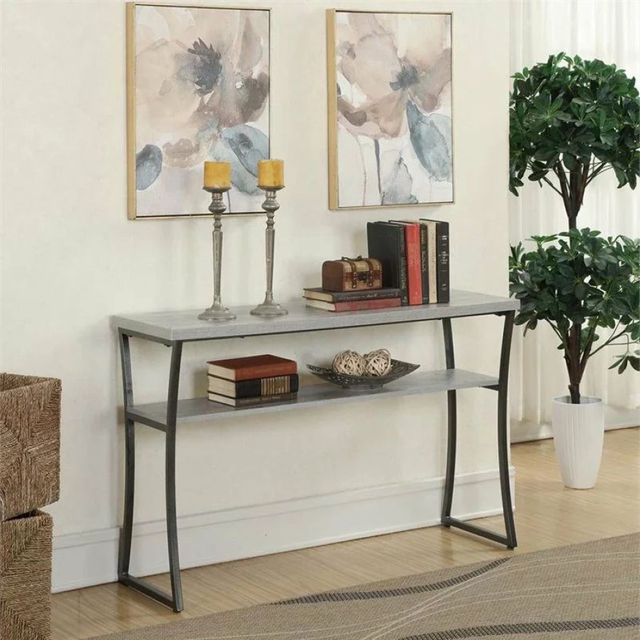 Console Tables * | Convenience Concepts X-Calibur Console Table In Gray Faux Birch Wood Finish