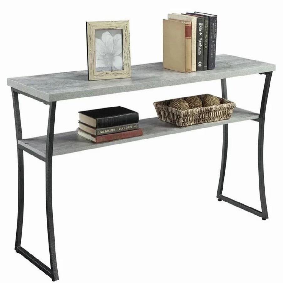 Console Tables * | Convenience Concepts X-Calibur Console Table In Gray Faux Birch Wood Finish