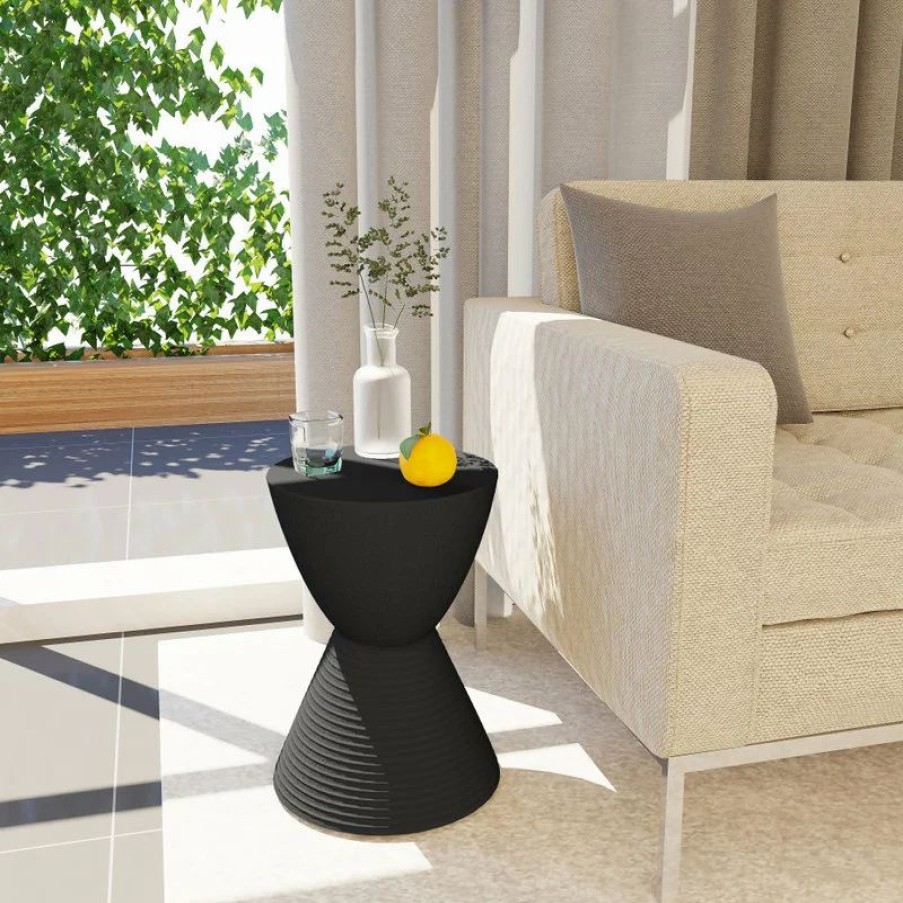 Coffee & Accent Tables * | Leisuremod Modern Round Boyd Side Table, Black, Bs12Bl